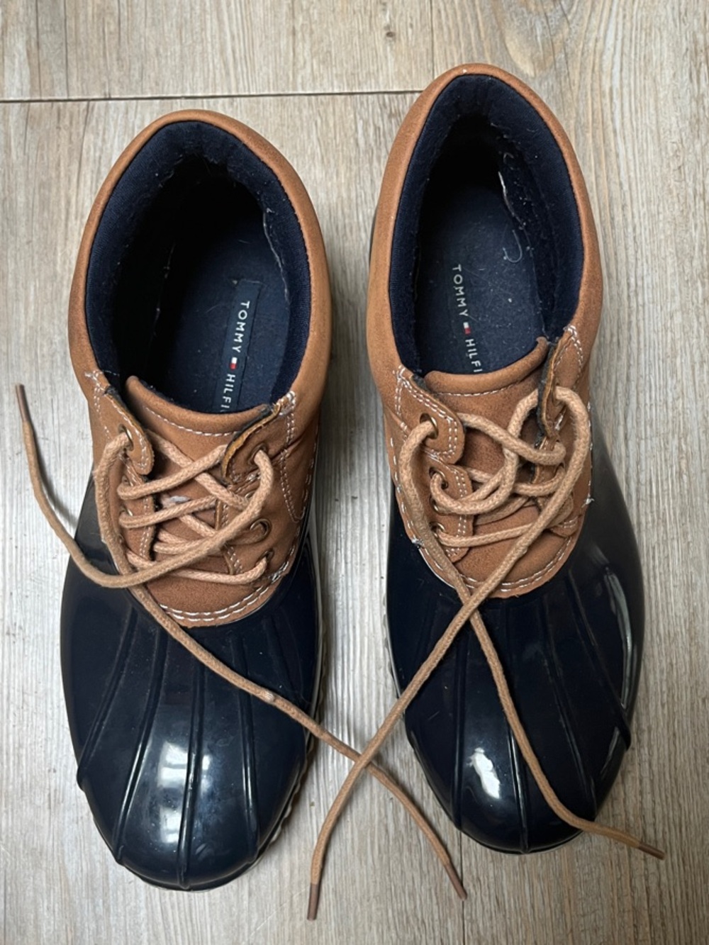 Tommy Hilfiger Navy and Brown Duck Boots